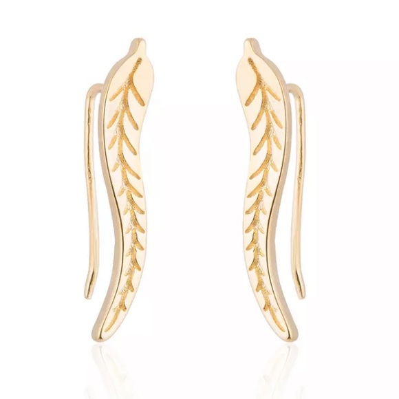 🔵𝟲𝟱%𝗢𝗙𝗙 𝗯𝘂𝗻𝗱𝗹𝗲𝘀 𝟯+🔵 NEW Leaf Textured Simple Crawler Earrings - Picture 4 of 7